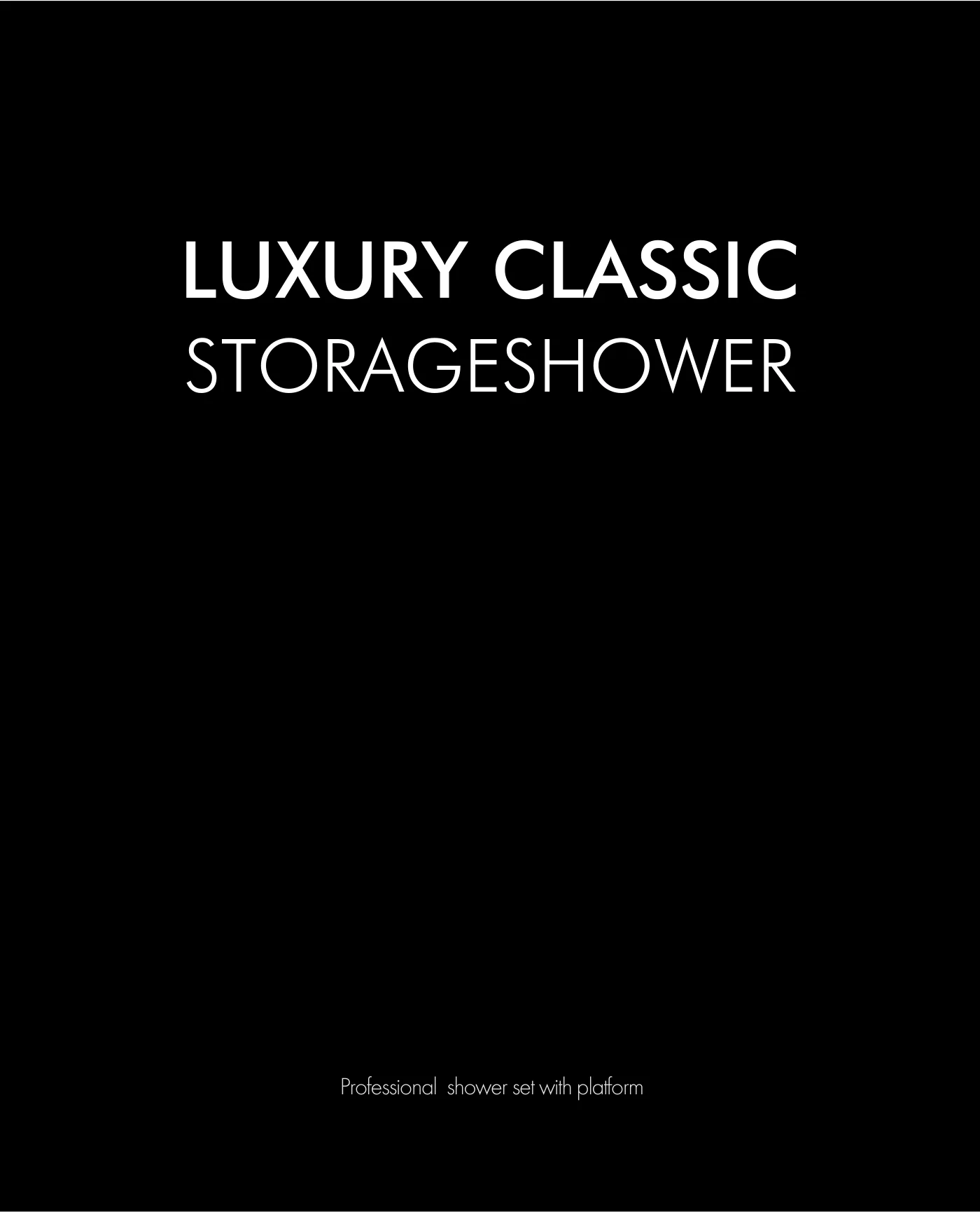 Front cover of the shower product catalog, titled Luxury Classic Storage Shower