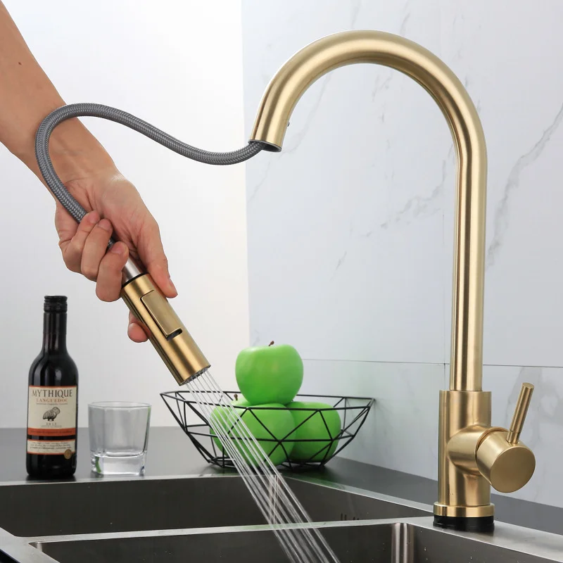 Brushed Gold Pull-Down Faucet