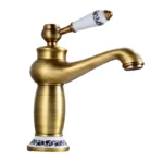 Antique Brass Deck-Mounted Single-Hole Bathroom Sink Faucet Classic