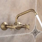 Brass Wall-Mounted Bathroom Sink Faucet