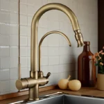 Antique Brass Deck-Mounted Pull-Out Kitchen Faucet