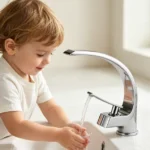 Chrome Deck-Mounted Single-Hole Bathroom Sink Faucet