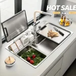 Rectangular Workstation Kitchen Sink with Cover