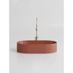Brick Red Ceramic Square Bathroom Vessel Sink