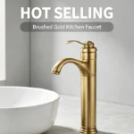 Brushed Gold Brass Single-Hole Bathroom Sink Faucet