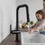 Modern Brass Deck-Mounted Pull-Down Kitchen Faucet
