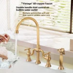 Brass Deck-Mounted Bridge Kitchen Faucet