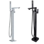 Modern Brass Single-Handle Freestanding Bathtub Faucet Polished