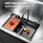 Modern Waterfall Kitchen Sink with Digital Control Multi-Functional