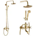 Antique Copper Wall-Mounted Shower System Brushed