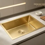 Brushed Gold Stainless Steel Square Single-Bowl Kitchen Sink