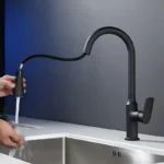 Matte Black Brass Deck-Mounted Pull-Down Kitchen Faucet